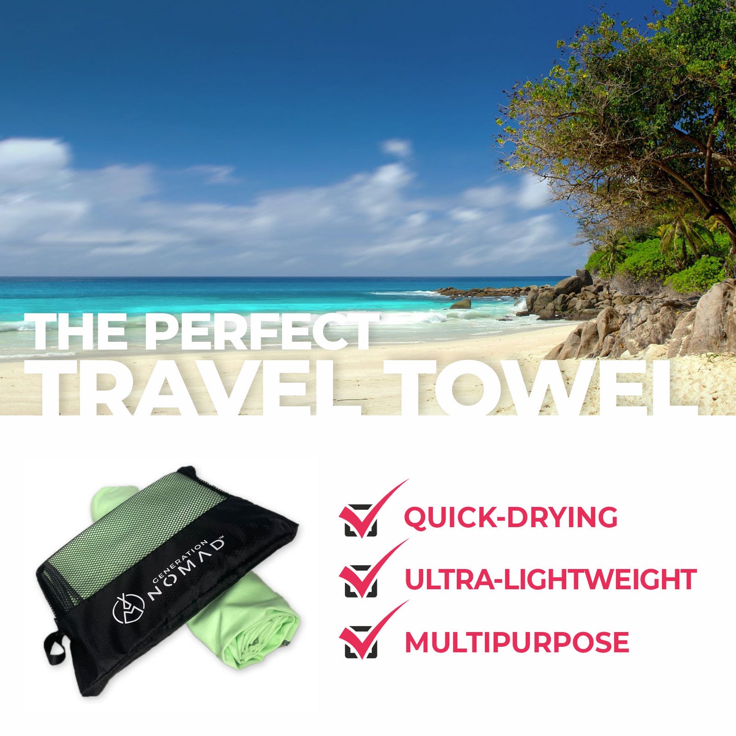 Quick-Dry Travel Towel | Generation Nomad™ | Shop Travel Accessories