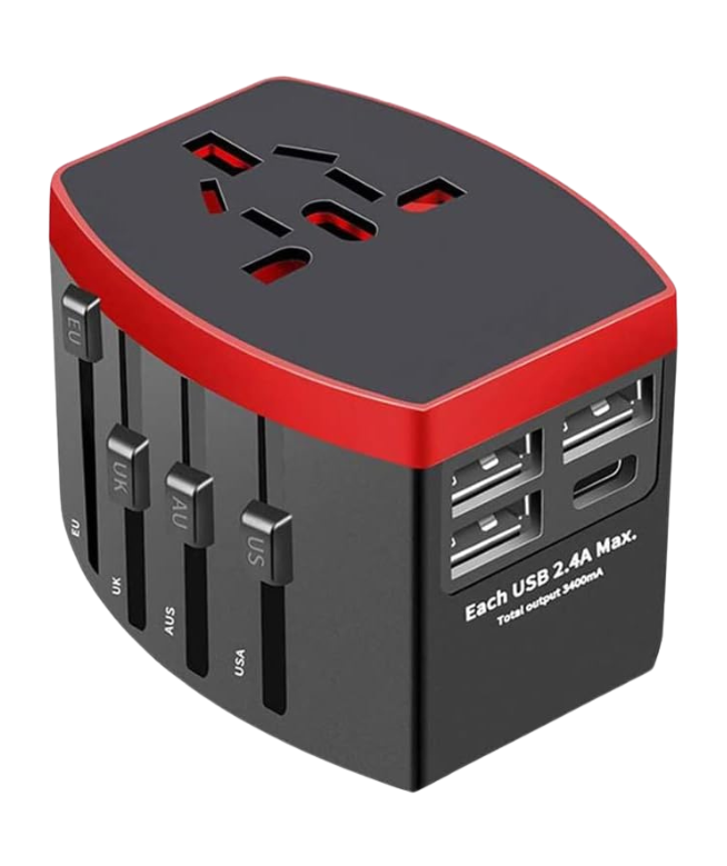 Universal Plug Adapter with USB-A & USB-C Ports